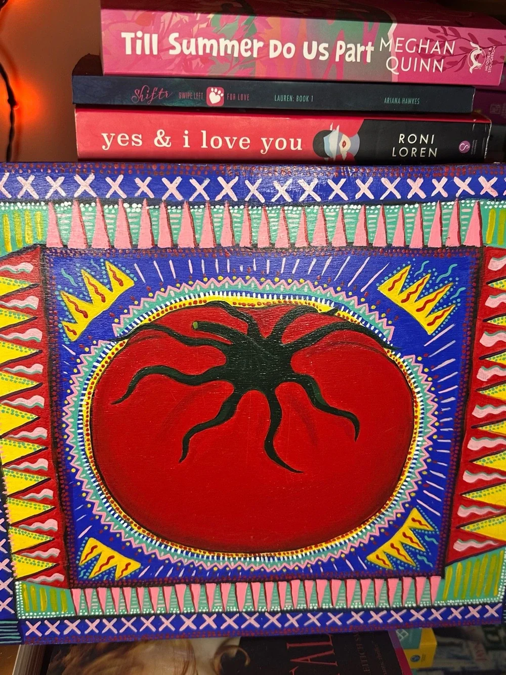 Handmade Red Tomato Pop Art Wall Decor Acrylic on Wood